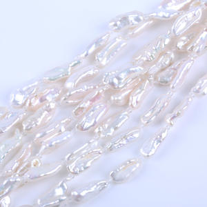 Perles d'eau douce en vrac de 18 cm 8-11 mm, blanches, poudre, violettes, trou droit, perles de Pipa, chaîne, baroque, perles naturelles DIY - Product Image 5