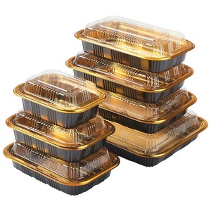 Boîtes en plastique pour sushis <span class=keywords><strong>de</strong></span> qualité alimentaire 840 Gold avec couvercle pour emballages <span class=keywords><strong>de</strong></span> bento, <span class=keywords><strong>de</strong></span> viande, <span class=keywords><strong>de</strong></span> collations, <span class=keywords><strong>livraison</strong></span> à emporter - Product Image 4