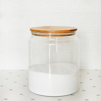 Conteneur alimentaire en verre borosilicate de grande capacité 4L, couvercle hermétique en bambou, compatible lave-vaisselle, écologique, portable, à large ouverture