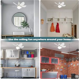 Moderno ventilatore da soffitto a 6 pale <span class=keywords><strong>LED</strong></span> con 3 velocità dimmerabile 2-1 presa ABS corpo telecomando interruttore a vite per piccoli spazi - Product Image 3