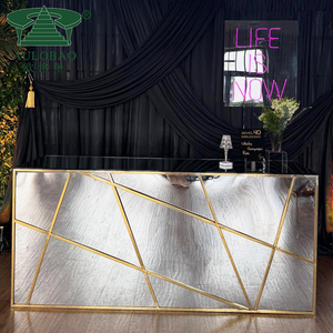 Comptoir de bar de mariage en métal à vendre Rectangle Réception Mobilier commercial moderne en acier inoxydable doré Salon 16 - Product Image 5