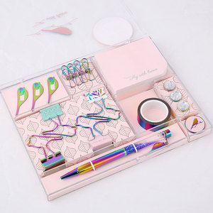 Ensemble cadeau personnalisé de papeterie <span class=keywords><strong>éco</strong></span>logique pour la rentrée fournitures scolaires ensemble de papeterie feuille rose coffret cadeau créatif - Product Image 2