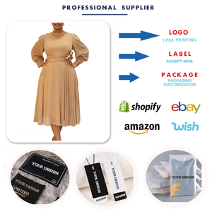 <span class=keywords><strong>Vestidos</strong></span> de Primavera Modernos D3326 para Mujer, Casuales, Elegantes, con Manga Farol, Cuello en V, Corte en A, para Oficina - Product Image 3