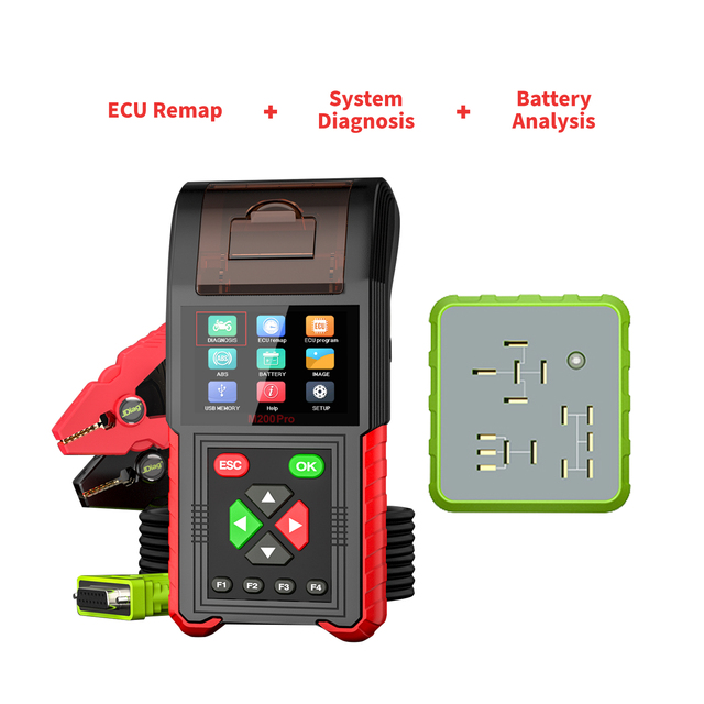 2024 NEWJDiag M200 Pro 12V Motorcycle Diagnostic Tool 12-Month Warranty Supports ECU Remapping Programming Battery Tester