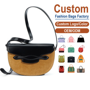 Bolso de Hombro de Gamuza Genuina con Diseño Color-Block y Textura Mate Sutil, Silueta Redondeada con Base Completa, Fabricación Personalizada - Product Image 1