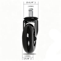 Roulettes pivotantes silencieuses en caoutchouc PU noir de 75 mm, durables et écologiques, avec tige en acier, pour chaise de bureau - Vente chaude