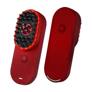 Synogal電気赤色光療法振動EMS頭皮マッサージヘアブラシオイルアプリケーター育毛装置