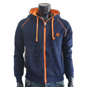 Sweats à capuche pour hommes 100% coton avec fermeture à glissière complète motif solide technique de teinture unie pour la mode d'hiver en plein air - Product Image 3