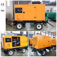 Générateur diesel mobile Jinte JT-12GF 12V DC à démarrage électrique triphasé 380V avec remorque