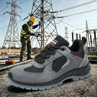 Sepatu Keselamatan Anti-Statik ESD Low Cut Unisex dengan Pelindung Ujung Baja, Kulit Suede, Bernapas, Anti-Tusuk, untuk Elektronik