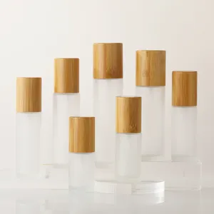 Empty Frosted Glass Cosmetic Spray Bottle With Bamboo Cap 30ml 40ml 50ml 60ml 100ml 120ml Cosmetic Empty Spray Bottles