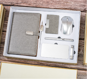 Regali aziendali 6 in 1 Logo personalizzato copertina in pelle diario con penna e scatola e Set regalo Usb + Power Bank + fiaschetta - Product Image 3