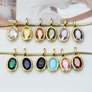 Mini pendentifs breloques ronds ovales en cristal, pierres de naissance, pour la fabrication de bijoux, cadeau pour femme, bijoux minimalistes mignons - Product Image 3