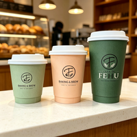Gobelet à café en papier à double paroi avec logo personnalisé, pour boissons chaudes, 8oz, 12oz, 16oz, 20oz, jetable, à emporter, avec couvercles
