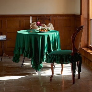 Organic French Luxury Pure <b>Linen</b> Flounce <b>Table</b> <b>Cloth</b> <b>Table</b> Cover Embroiderable Solid Color Home Hotel Customizable Wholes - Product Image 5