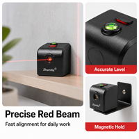 Niveau laser à faisceau rouge ZhonNa Mini, magnétique, rechargeable par USB, instrument de nivellement optique, accessoire avec trépied et vis 1/4 pour outils