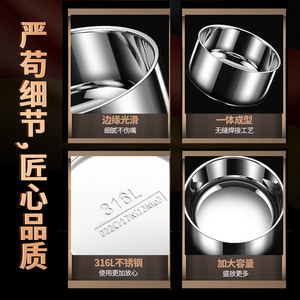 316 Stainless Steel Rice Bowl Double Layer Insulated Large Capacity Round Food Storage <b>Container</b> for Home Use - Product Image 5