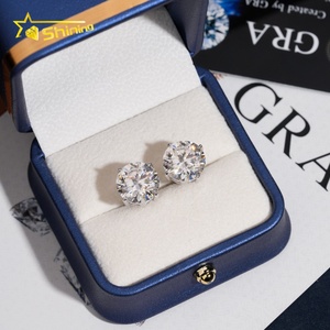 เครื่องประดับแฟชั่น4<span class=keywords><strong>ง่าม</strong></span>คลาสสิก5มม. 6.5มม. 8.0มม. 925สเตอร์ลิงเงินต่างหูเพชรโมอิสซาไนต์สี D - Product Image 3