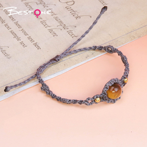 <strong>Unique</strong> Handmade Gemstone Fine <strong>Jewelry</strong> Hippie Tribal Bohemian Micro Macrame Wax Rope Bracelet Vintage Woven Stone Bracelets Gift - Product Image 4