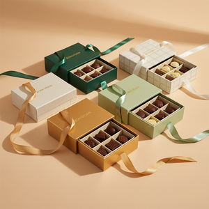 Boîte d'emballage de chocolat de luxe à glissière avec logo personnalisé écologique, motif laminé, pour cadeau, anniversaire, bonbons, desserts, confiseries - Product Image 1
