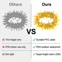 Guirnalda de Luces LED Decorativas para Exteriores, Funciona con 3 Pilas AA, 10 Metros, 100 LED, con Modos de Parpadeo y Destello, para Navidad, Festivales y Días Festivos