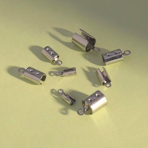 Stainless Steel <b>Leather</b> Cord Clips Round With Dotted Holes For <b>Bracelet</b> Making DIY Jewelry Accessories XYH24 - Product Image 1