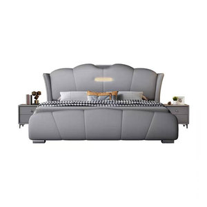 Lit King Size Moderne Capitonnée en Cuir de Luxe de Haute Qualité avec Tête de Lit Haute et Confortable, Meuble de Chambre à Coucher avec Rangement Y8 - Product Image 4