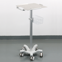 Chariot médical à hauteur fixe avec panier de rangement et roues silencieuses à frein pour hôpitaux et cliniques