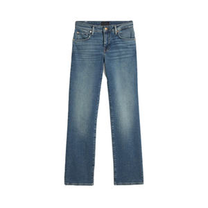 Jean en denim pour femme coupe droite d'inspiration vintage, avec fermeture boutonnée classique et coton de poids moyen pour un look authentique - Product Image 1