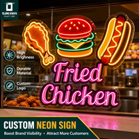 Enseigne néon LED « Poulet Frit » en promotion pour vitrine de restaurant rapide et chaîne de fast-food