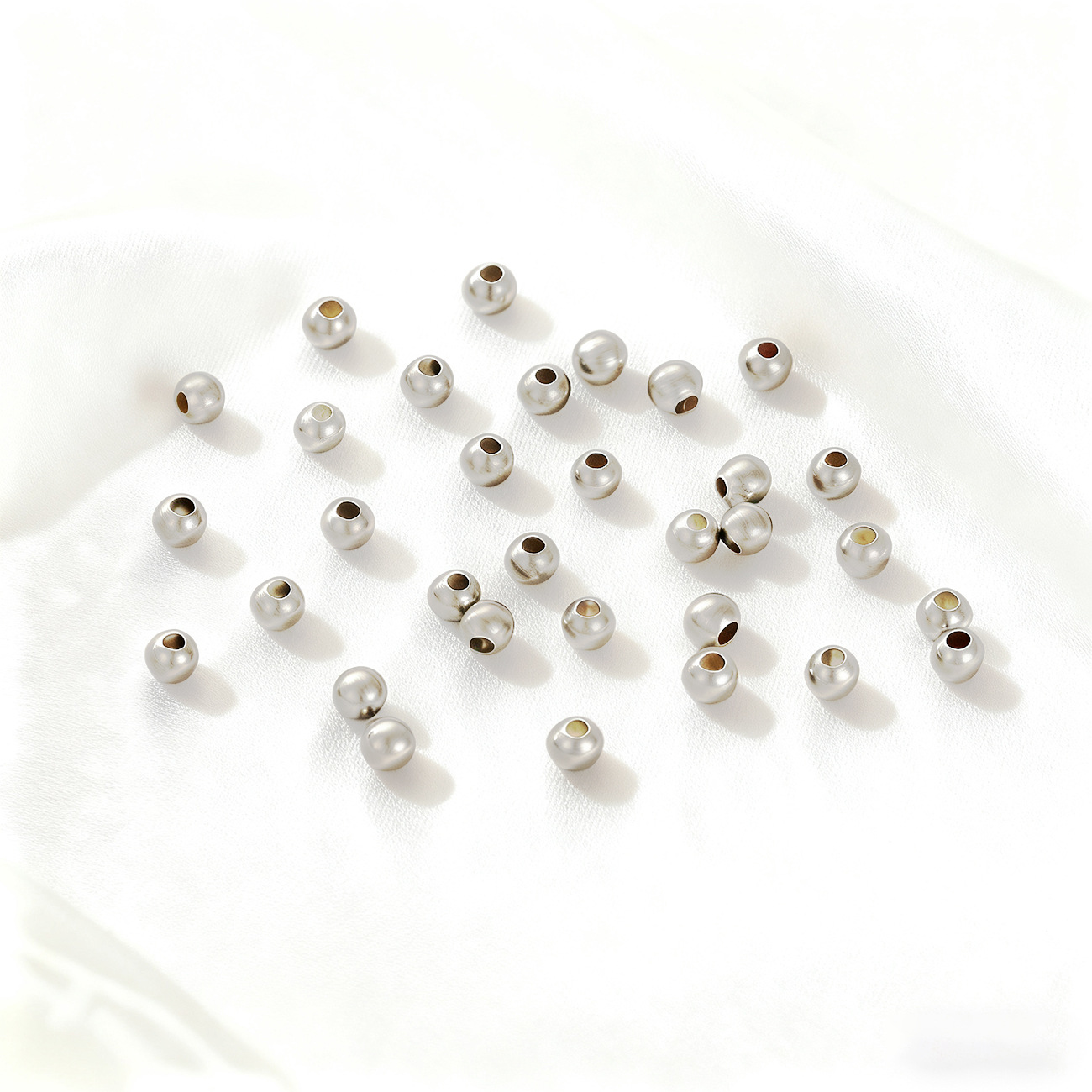 Color Retention Small Gold Plated Copper Alloy Beads Smooth Surface DIY Handmade Beaded Bracelet Jewelry Accessories Beads