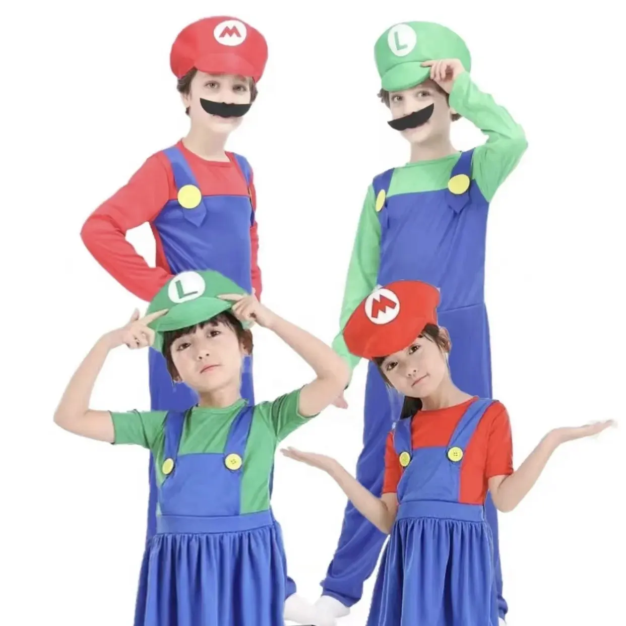Mario Kostuum Voor Kinderen Halloween Loodgieter Cosplay Outfit Jongens Jumpsuit M-430