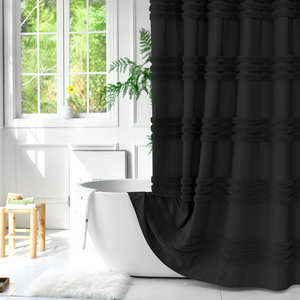 Blumiger Flauschiger Farmhaus-Stil Chenille Gestreifter 100% Polyester Wasserdichter Umweltfreundlicher Duschvorhang-Set - Product Image 6