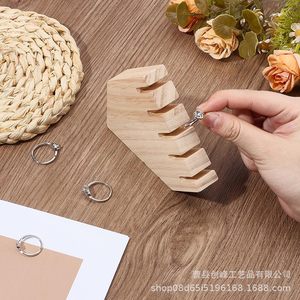 Expositor de joyería de madera, soporte de exhibición de anillos de sobremesa, estante de almacenamiento de joyas para tienda de joyería, organizador de adornos - Product Image 2