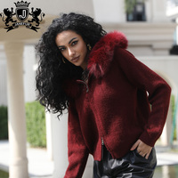 Cardigan en tricot à fermeture éclair chaud et confortable de haute qualité pour femmes Janefur, cardigan à bordure en fourrure pour femmes
