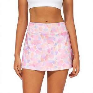 Jupe courte taille haute pour femme, coupe trapèze, avec poches, imprimé par sublimation, respirante, style sportif, jupe d'été - Product Image 1