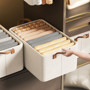 Clothing Organizer <b>Storage</b> Box Rectangle Cotton Fabric For Bedroom <b>Clothes</b> Toy <b>Storage</b> With Handle - Product Image 5