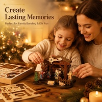 Puzzle en bois 3D, scène de la Nativité, berceau du Christ, kit d'artisanat, panneau MDF, décoration de Noël, cadeau