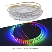 Haute luminosité SPI WS2812 voiture LED bande étroite 5mm largeur 5V WS2812B 2020 200leds RGBIC Digital Pixels bande de lumière LED Flexible