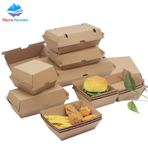 食品梱包箱使い捨てクラフトパッキングバーガーボックスカスタム印刷ハンバーガーボックス付き - Product Image 1