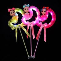 Varita Luminosa LED RGB de Moda, Juguete de Varita Mágica de Dibujos Animados para Niños, Material Plástico, Se Ilumina