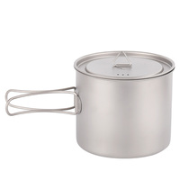 Pot de camping en titane de 1100 ml, ustensiles de cuisine ultralégers pour la randonnée, poignée pliable, pot de cuisson pour la randonnée en plein air, ensembles de vaisselle