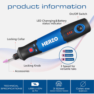 HERZO 600W 220V 전기 유선 앵글 그라인더 슬라이드 스위치 가변 속도(10000-31000rpm) 6/8mm US 플러그 50Hz DIY 샌딩 - Product Image 3