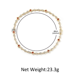 UWIN Blaue Kleeblatt Bling CZ Stern Tennis-Halskette 18K Vergoldet Iced Out Blumen-Kreuz Tennis-Kette Bunte Kleeblatt-Halskette - Product Image 6