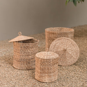 Handmade Water Hyacinth Basket 14 Inch Woven Storage Bin for Laundry Toys and <b>Blankets</b> Eco Friendly Natural Fiber Home Organizer - Product Image 6