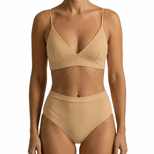 Set Reggiseno e Slip in <span class=keywords><strong>Cotone</strong></span> Organico GOTS a Costine, Traspirante, Taglie Forti, Personalizzabile con Logo, Eco-friendly, OEM - Product Image 3