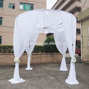 ผ้าชีฟองสีชมพูพร้อมขาตั้งท่อปรับได้สำหรับฉากหลังดอกไม้ในงานแต่งงาน - Product Image 2