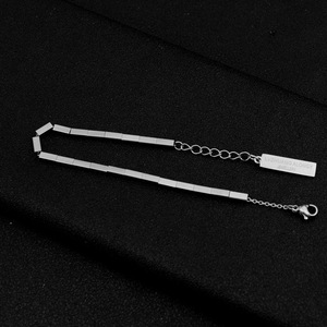 Pulsera de Cadena Geométrica Plateada de Diseño Simple y Popular, Estilo Hiphop, de Acero de Titanio, Unisex, Joyería al por Mayor - Product Image 3