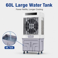 Enfriador de aire evaporativo comercial FJ-1120DLR con control remoto, flujo de aire de 8000 CMH, tanque de agua de 60L, 200W para taller