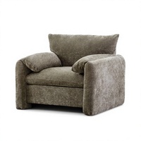 Fauteuil surdimensionné en chenille de style moderne avec structure en bois, chaise longue individuelle 38,6'' de large, pour salon et chambre, vert matcha